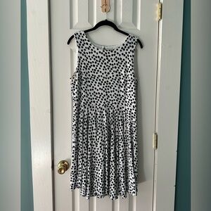 LOFT Black & White Polka Dot Sleeveless Fit & Flare Dress | Size L